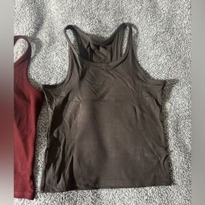 Women's Ribbed Tank Top set - Brown&red